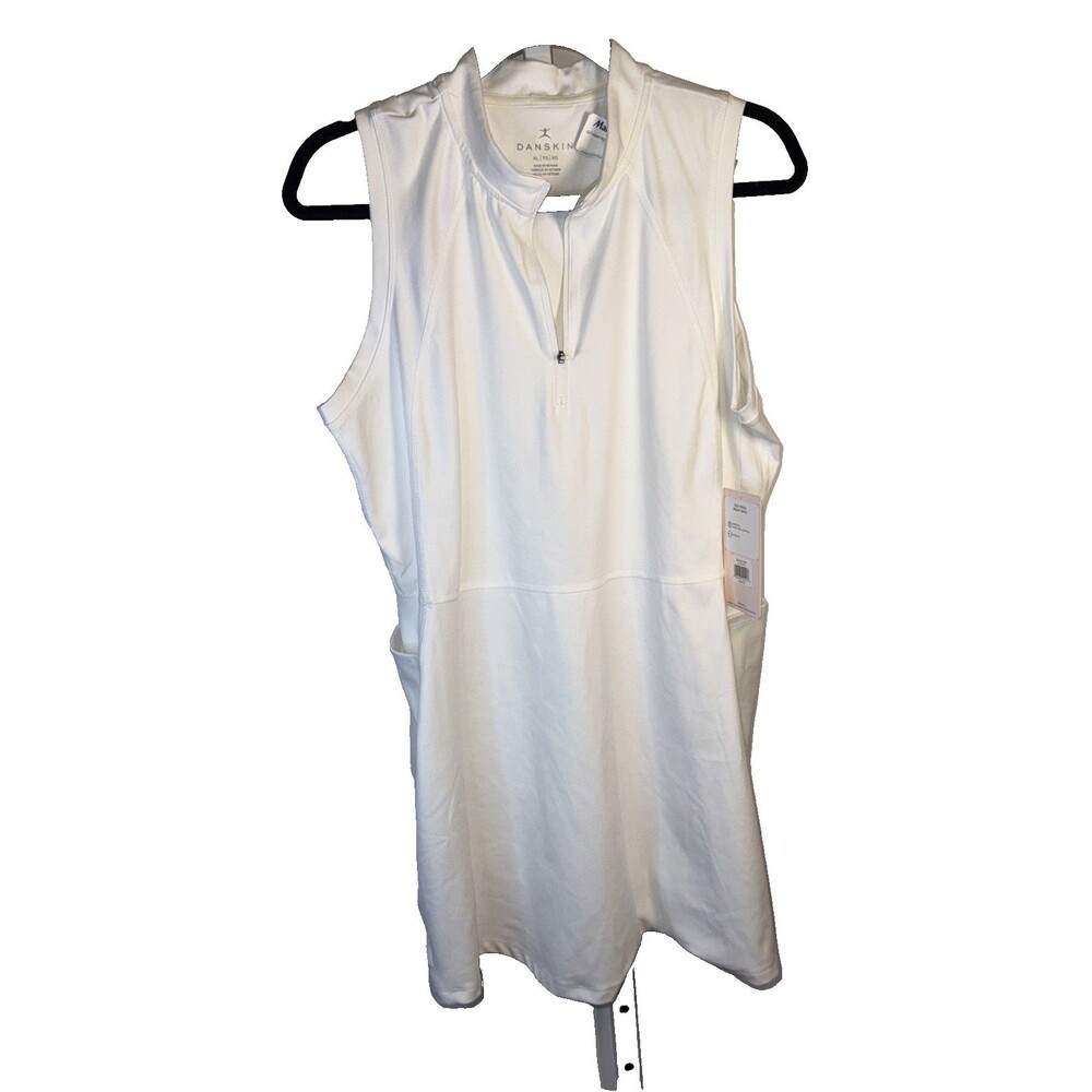 NEW Danskin Sleeveless Golf Dress With Pockets XL White Athleisure W Zip $48 - Picture 1 of 9